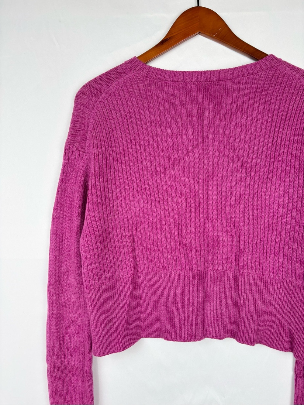 Staud Keith Sweater Peace Crop Pink Size S Wool Blend Knit Crew Embroidered - Picture 4 of 7